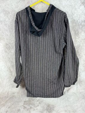 EARTHBOUND Black and Gray Striped Hooded Pullover Hippy XL